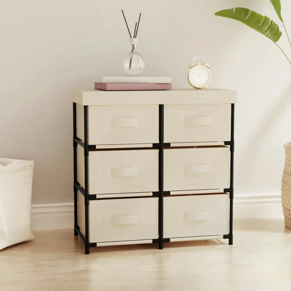 Storage Cabinet with 6 Drawers 55x29x55 cm Cream Steel 337258