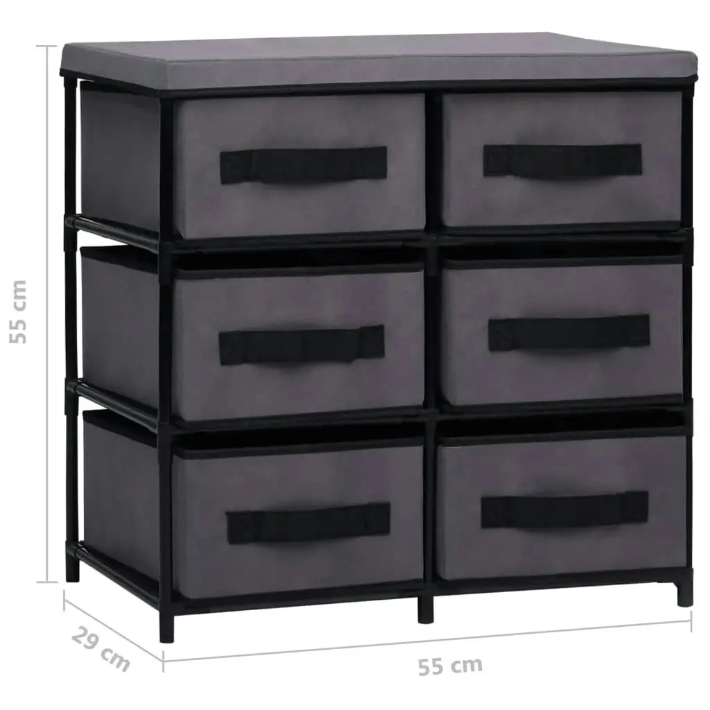 Storage Cabinet with 6 Drawers 55x29x55 cm Grey Steel 288322