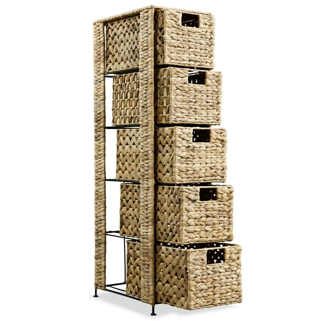 Storage Unit with 5 Baskets 25.5x37x100 cm Water Hyacinth 245492