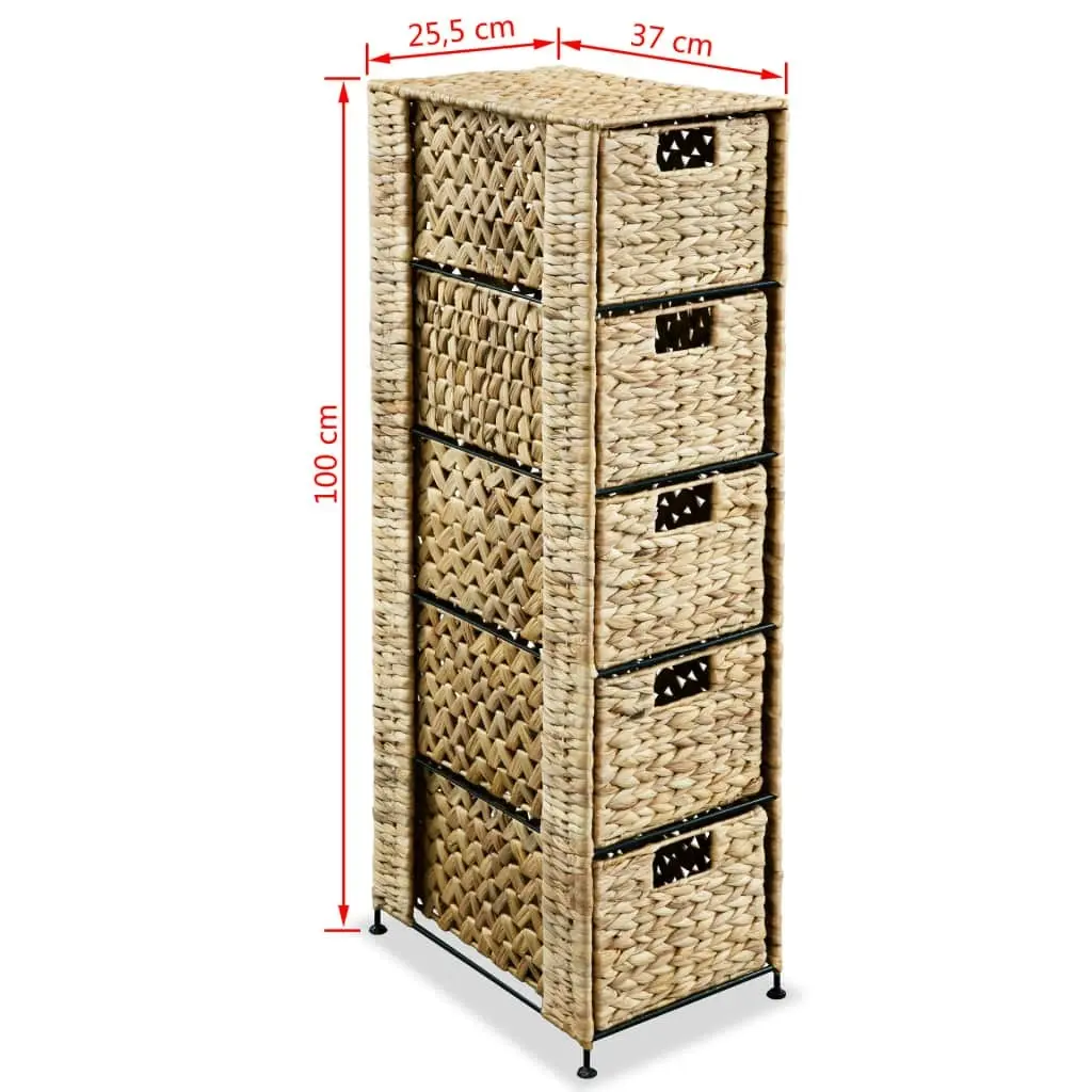 Storage Unit with 5 Baskets 25.5x37x100 cm Water Hyacinth 245492