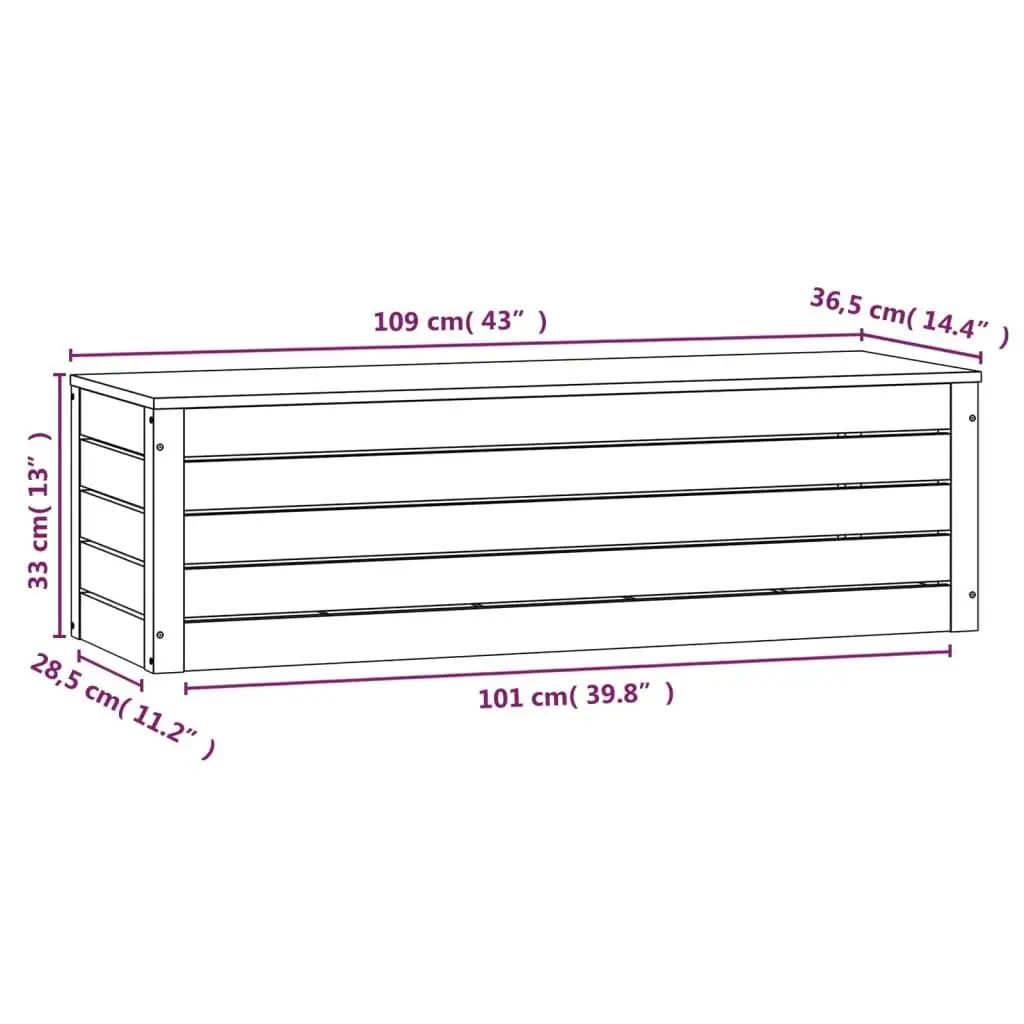 Storage Box 109x36.5x33 cm Solid Wood Pine 823624