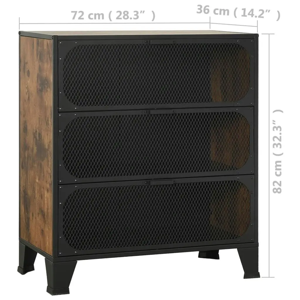 Storage Cabinets 2 pcs Rustic Brown 72x36x82 cm Metal and MDF 3095971