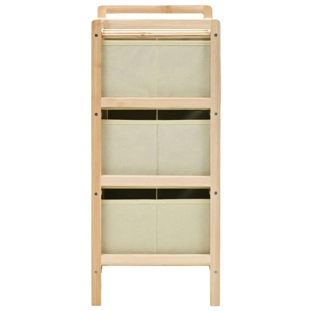 Storage Rack with 3 Fabric Baskets Cedar Wood Beige 246433