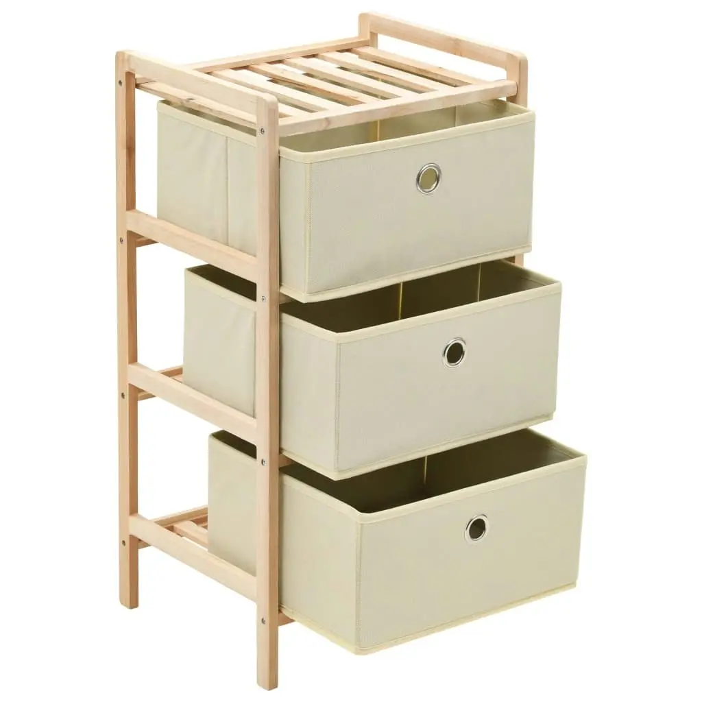 Storage Rack with 3 Fabric Baskets Cedar Wood Beige 246433