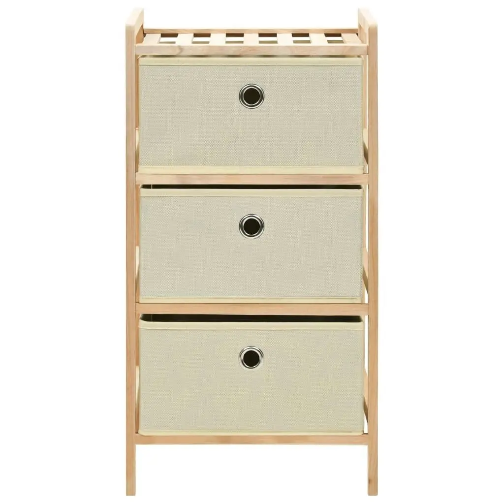 Storage Rack with 3 Fabric Baskets Cedar Wood Beige 246433