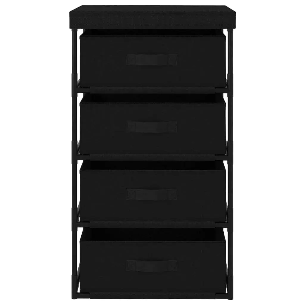 Storage Rack with 4 Fabric Baskets Steel Black 322622