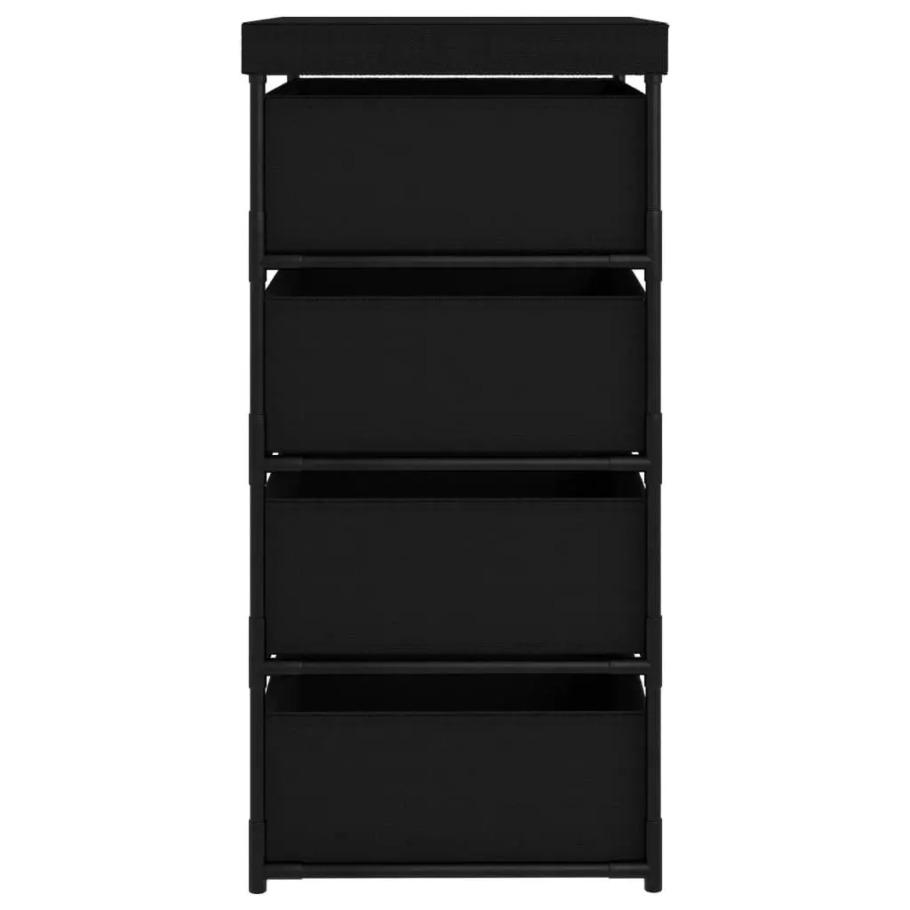 Storage Rack with 4 Fabric Baskets Steel Black 322622