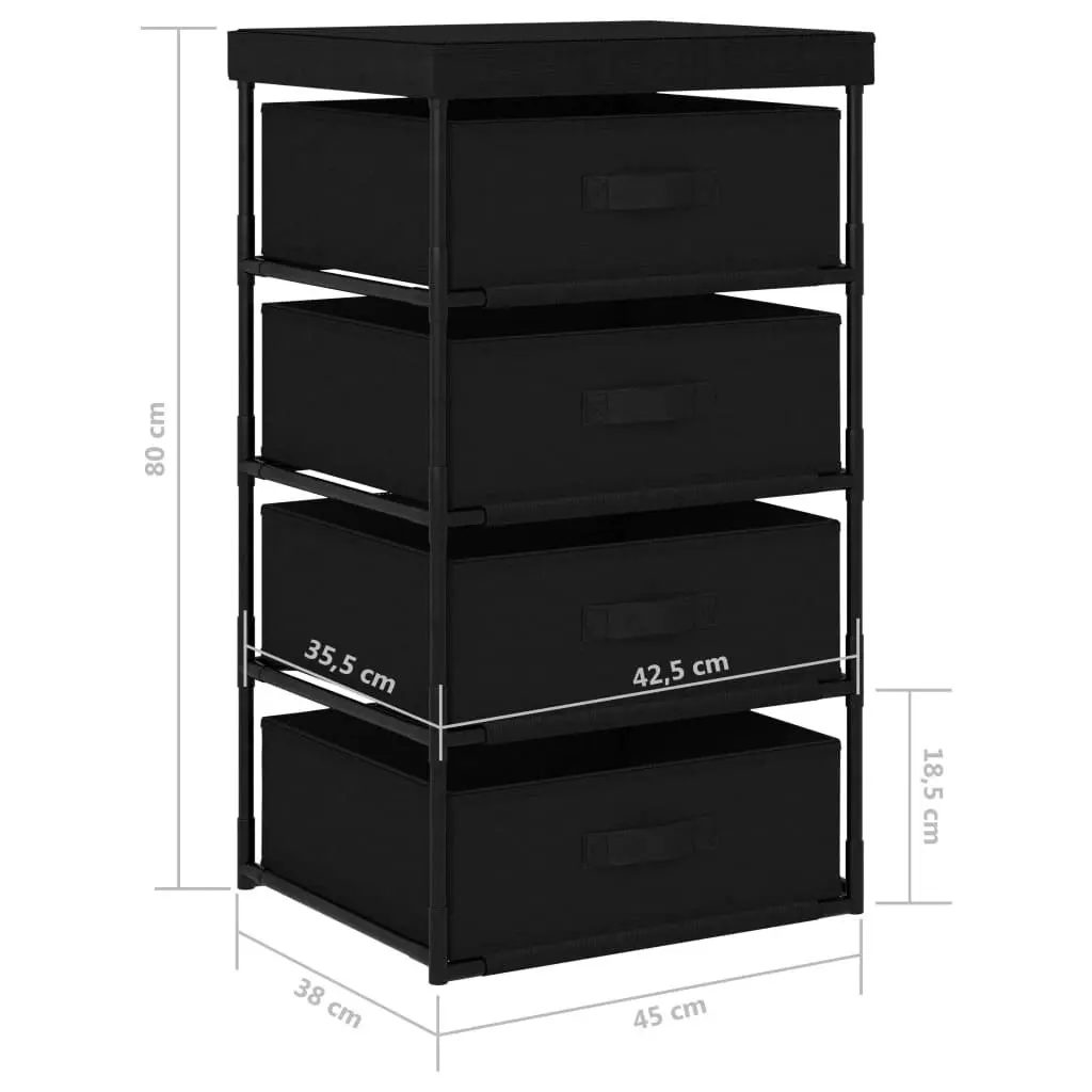 Storage Rack with 4 Fabric Baskets Steel Black 322622