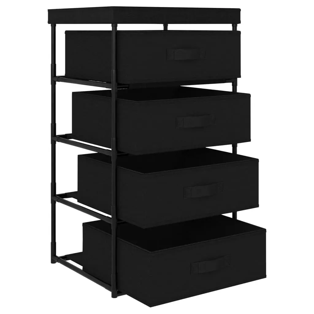 Storage Rack with 4 Fabric Baskets Steel Black 322622