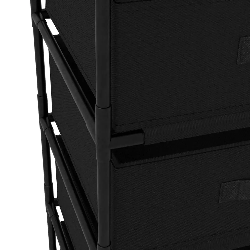 Storage Rack with 4 Fabric Baskets Steel Black 322622