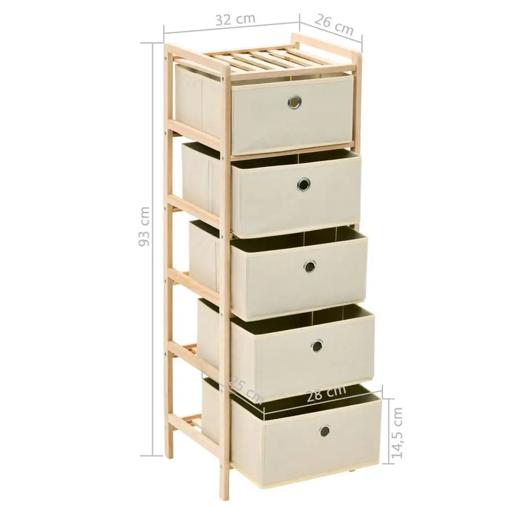 Storage Rack with 5 Fabric Baskets Cedar Wood Beige 246434