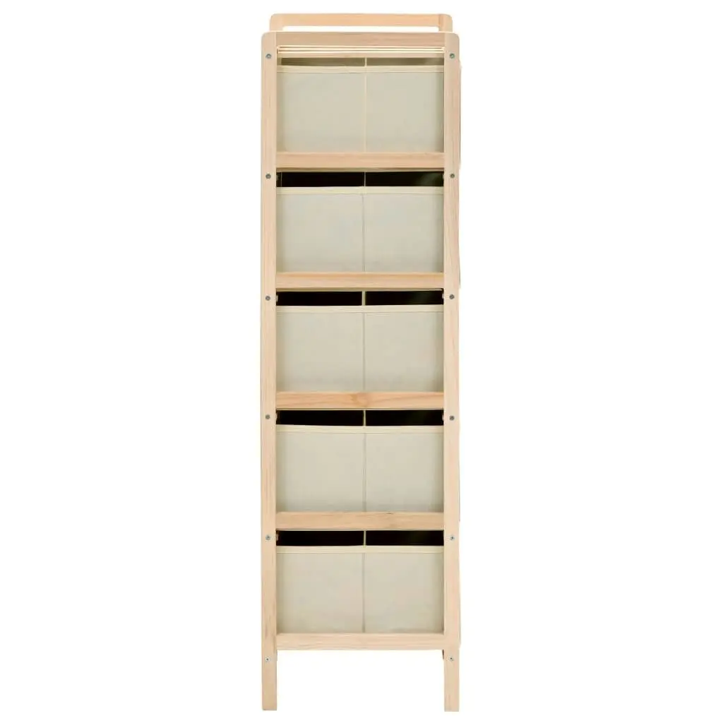 Storage Rack with 5 Fabric Baskets Cedar Wood Beige 246434