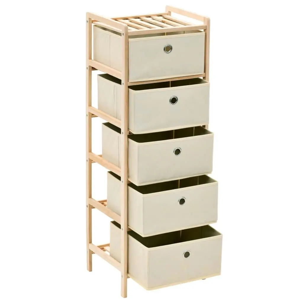 Storage Rack with 5 Fabric Baskets Cedar Wood Beige 246434