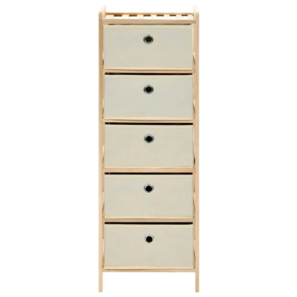 Storage Rack with 5 Fabric Baskets Cedar Wood Beige 246434