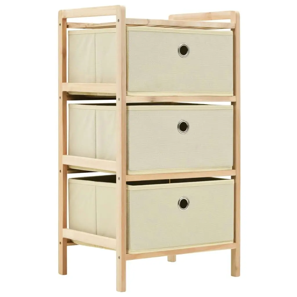 Storage Racks with 3 Fabric Baskets 2 pcs Beige Cedar Wood 276231