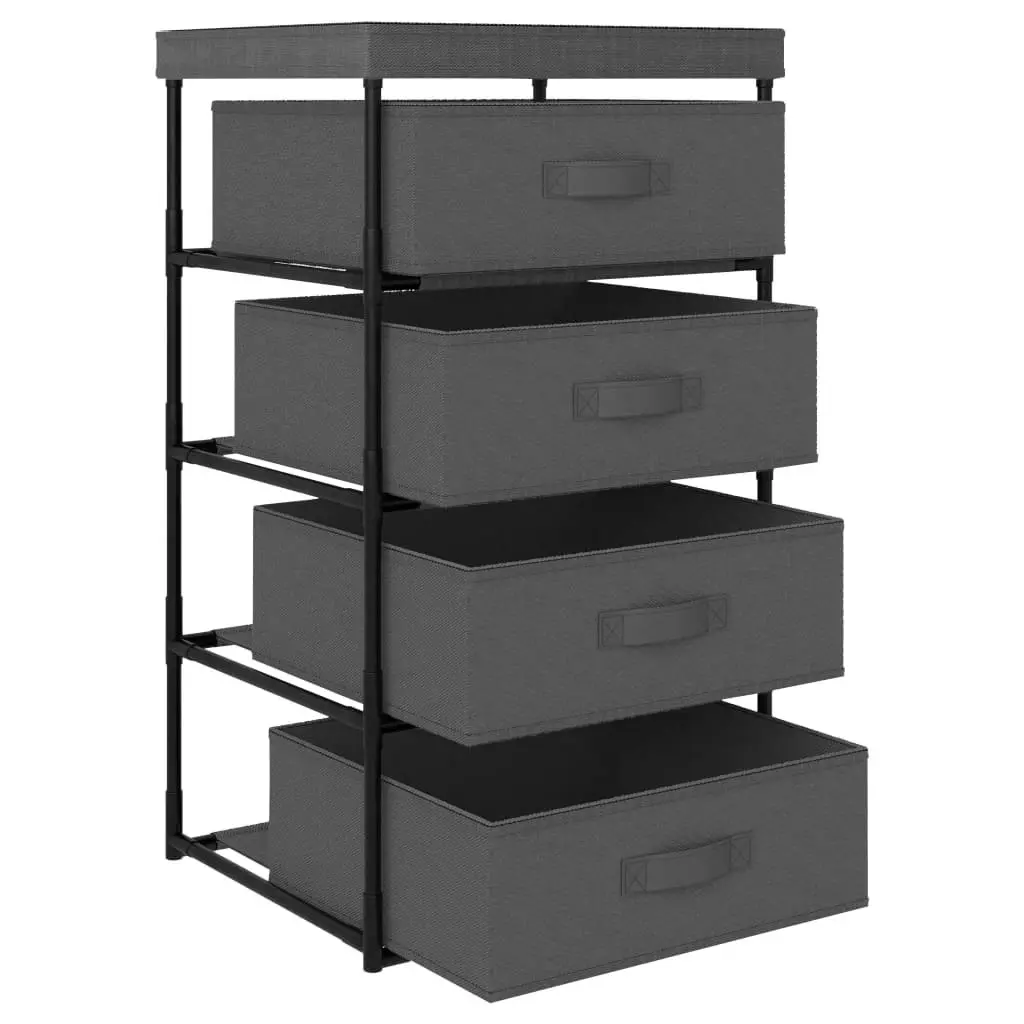 Storage Rack with 4 Fabric Baskets Steel Grey 322623