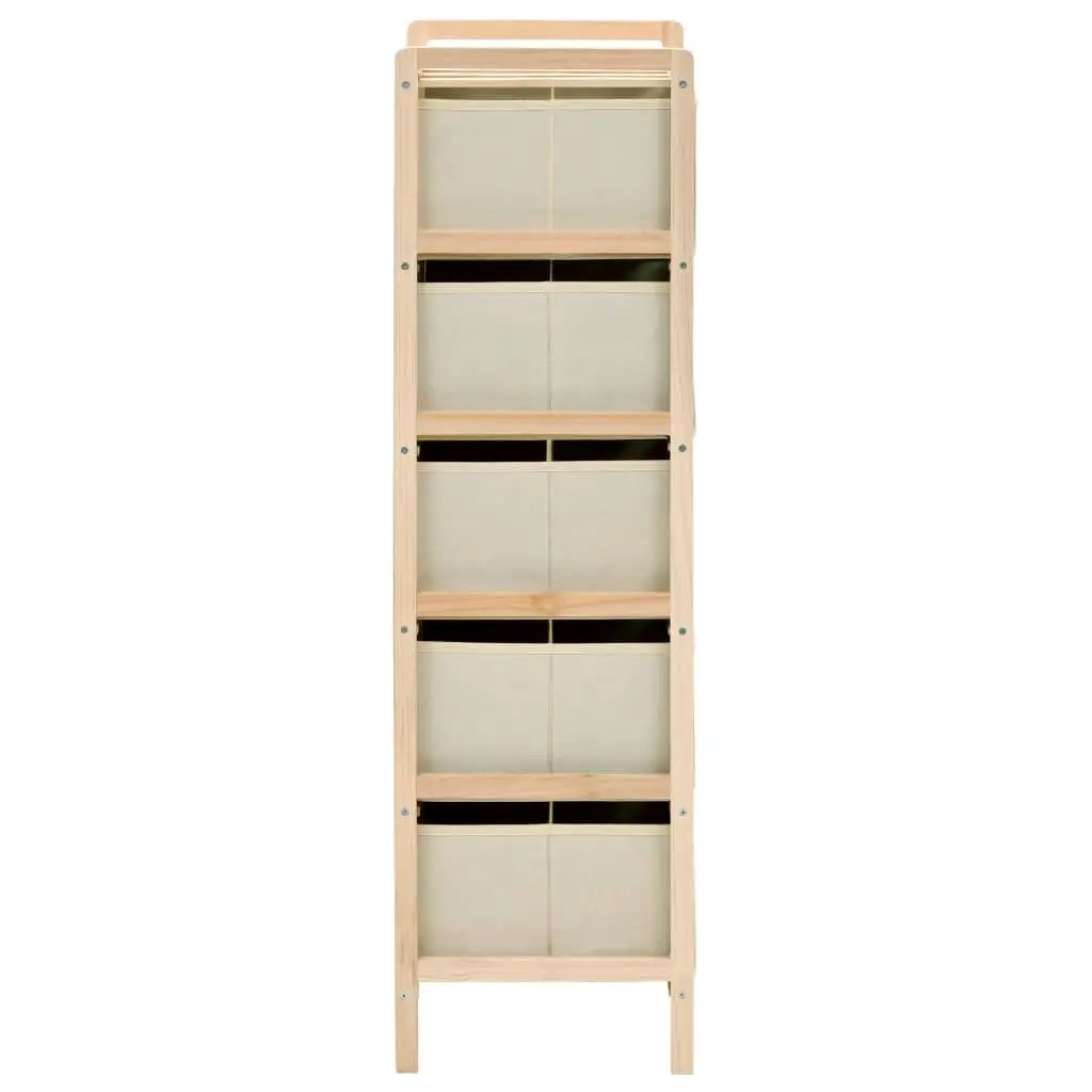 Storage Racks with 5 Fabric Baskets 2 pcs Beige Cedar Wood 276232