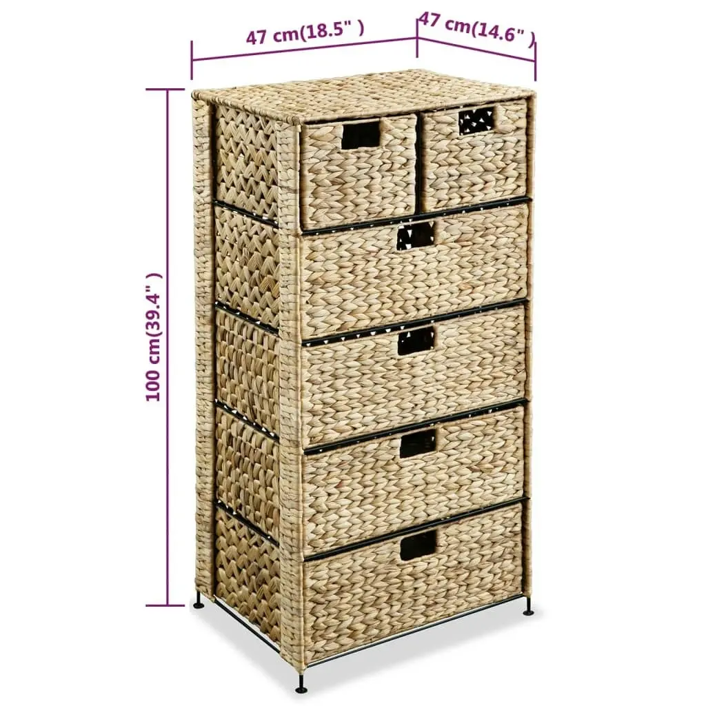 Storage Unit with 6 Baskets 47x37x100 cm Water Hyacinth 245493