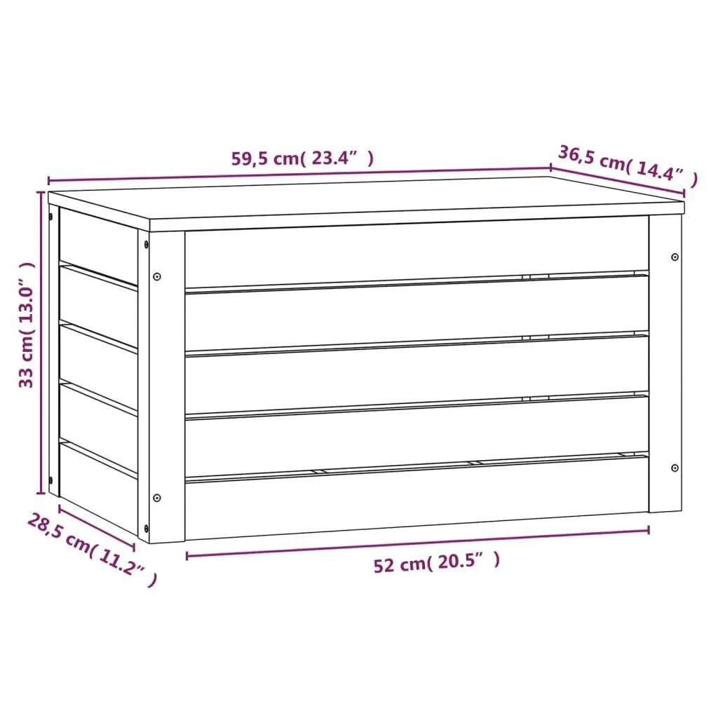 Storage Box 59.5x36.5x33 cm Solid Wood Pine 823614