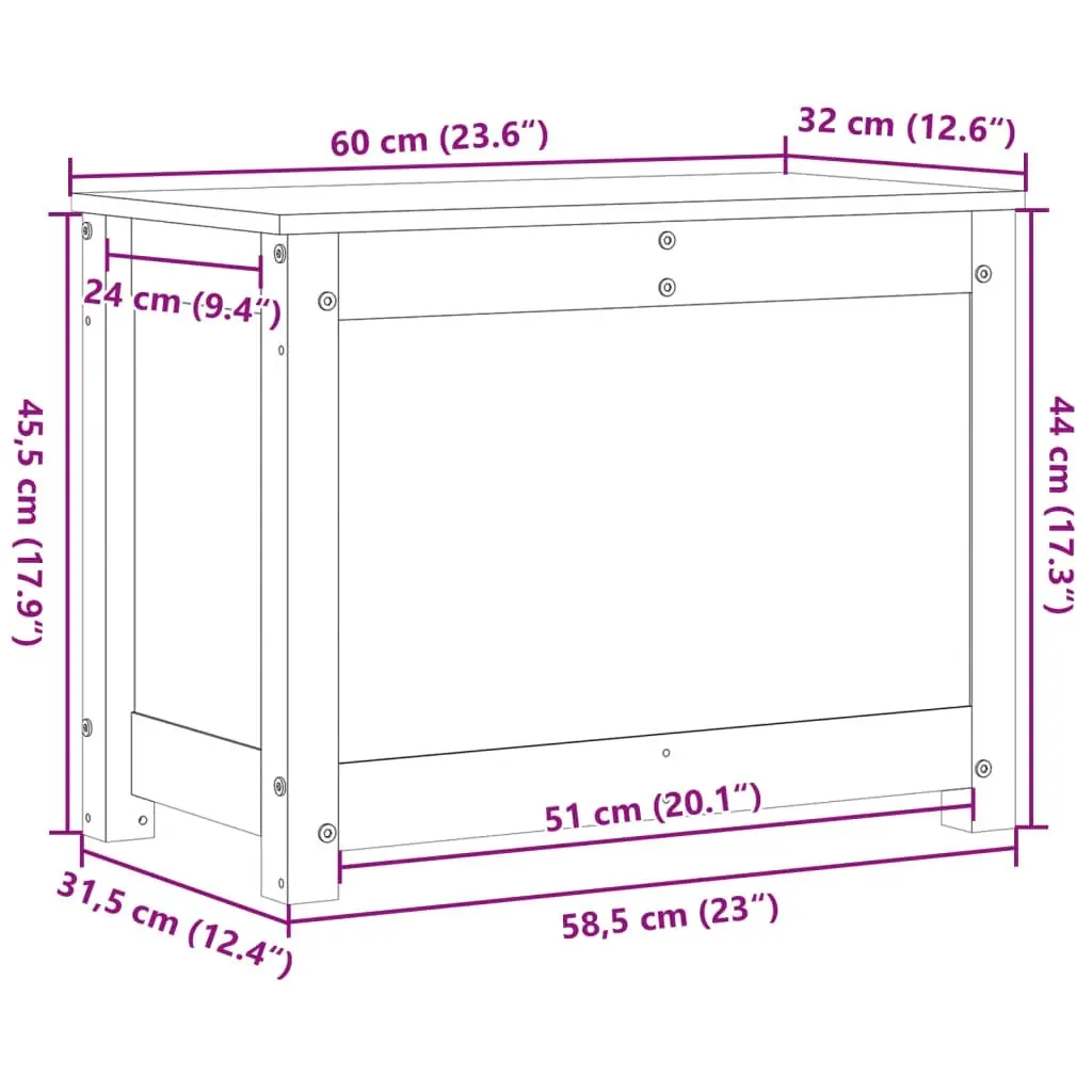 Storage Box 60x32x45.5 cm Solid Wood Pine 823544