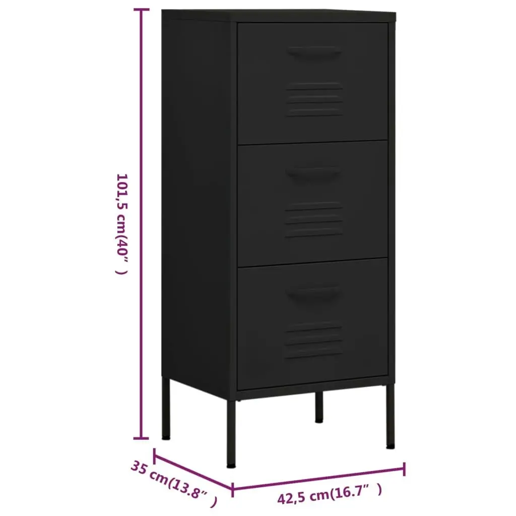 Storage Cabinet Black 42.5x35x101.5 cm Steel 336187