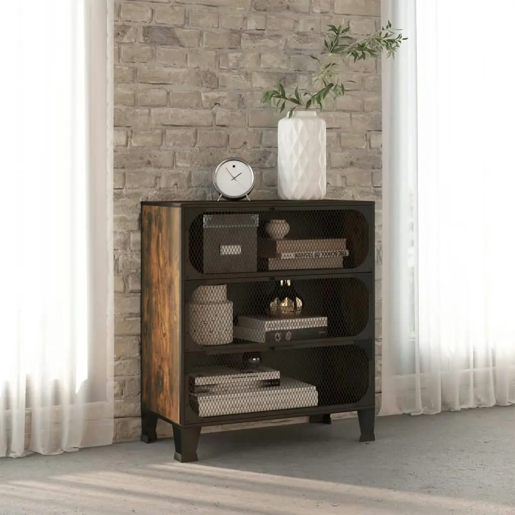 Storage Cabinet Rustic Brown 72x36x82 cm Metal and MDF 335911