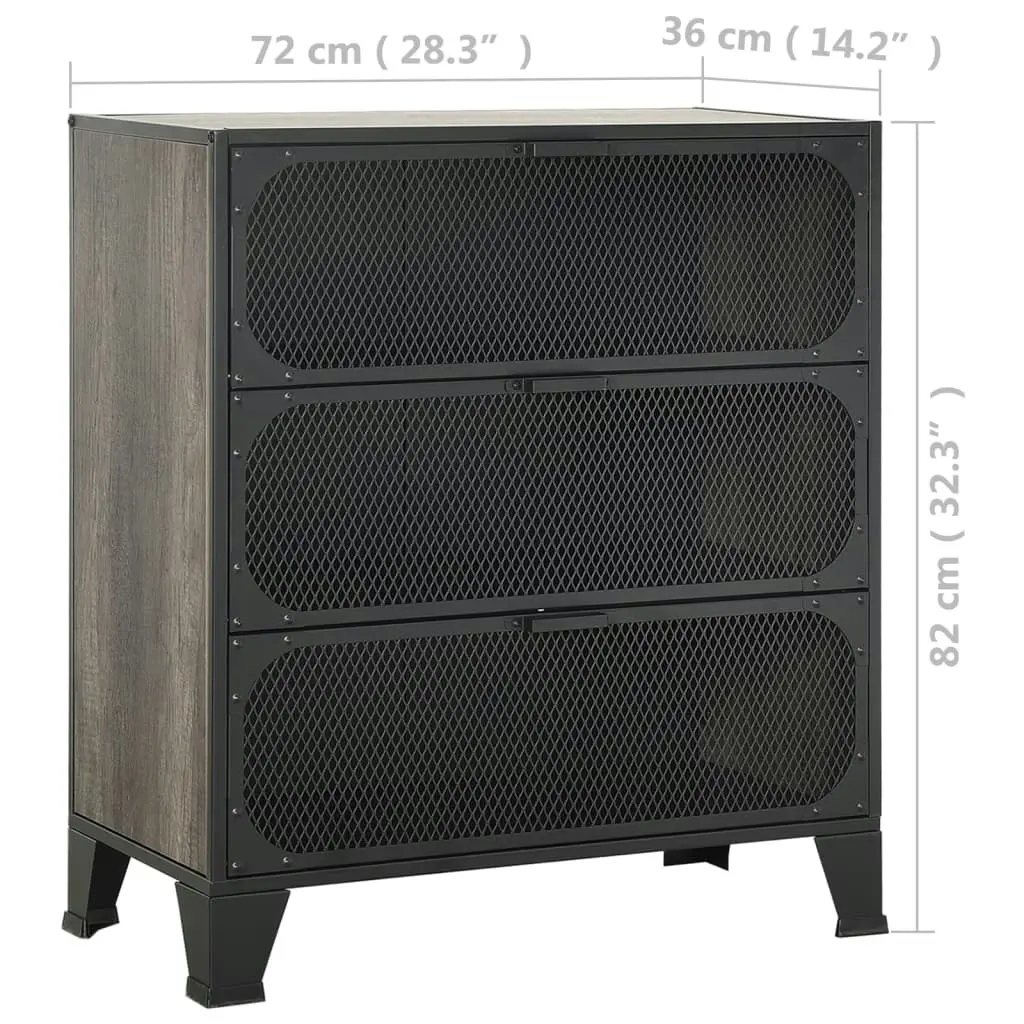 Storage Cabinet Grey 72x36x82 cm Metal and MDF 335912