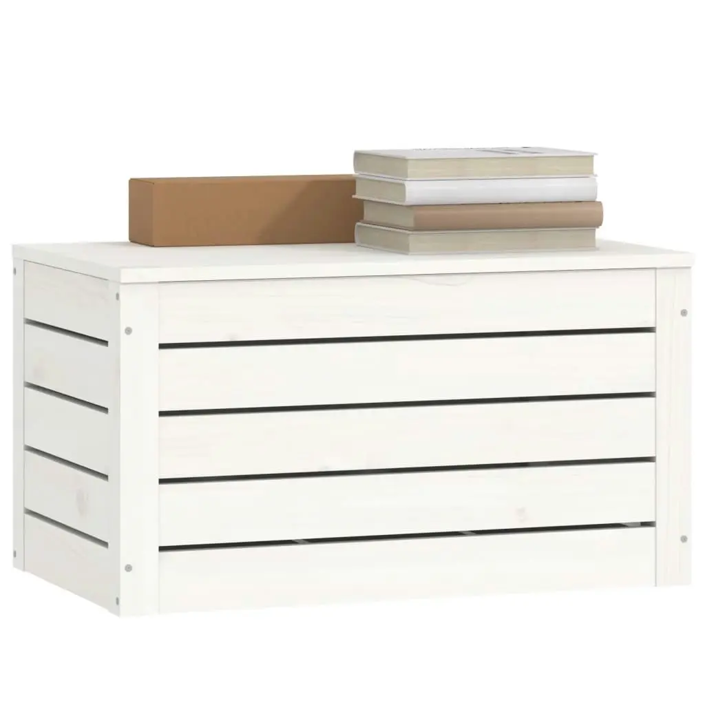 Storage Box White 59.5x36.5x33 cm Solid Wood Pine 823615