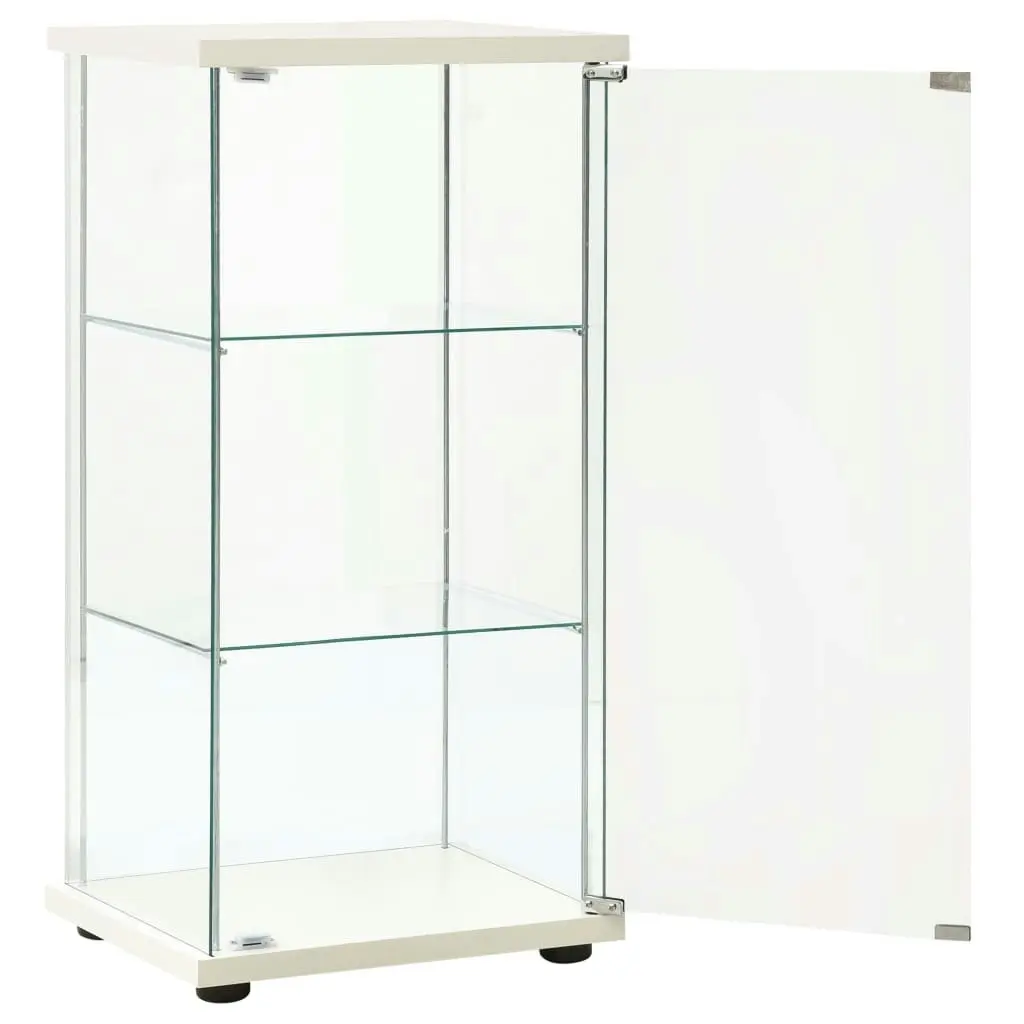 Storage Cabinet Tempered Glass White 322797