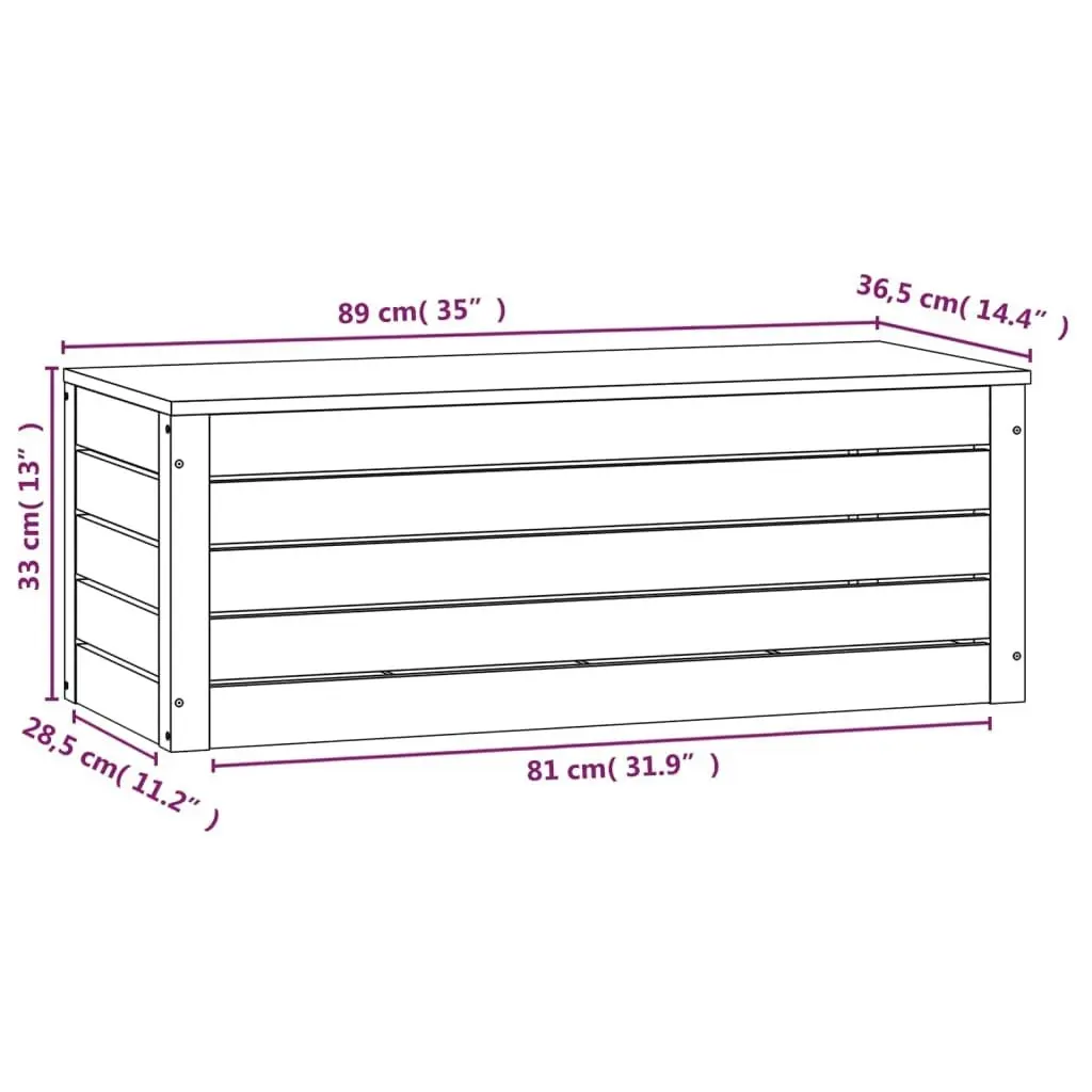 Storage Box 89x36.5x33 cm Solid Wood Pine 823619