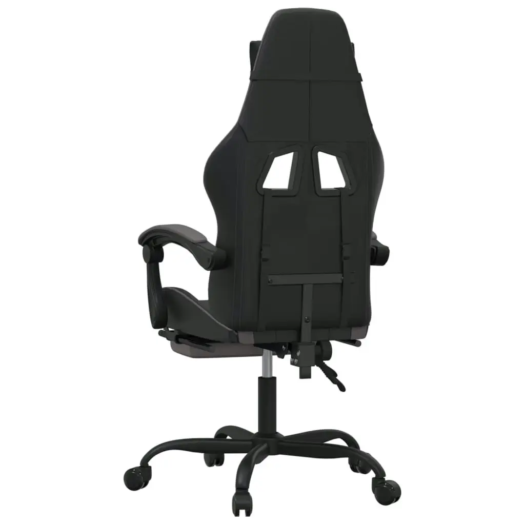 Swivel Gaming Chair with Footrest Black&Grey Faux Leather 349607