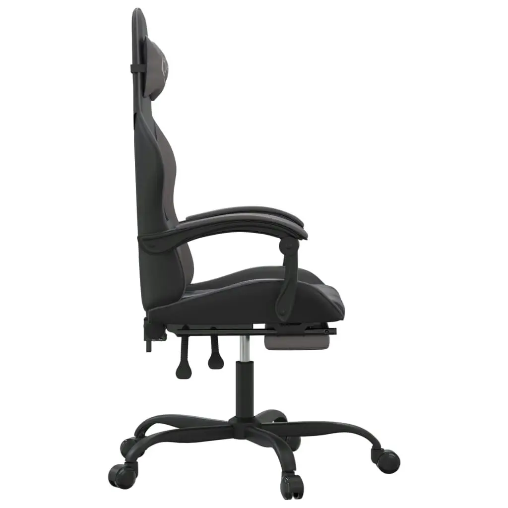 Swivel Gaming Chair with Footrest Black&Grey Faux Leather 349607