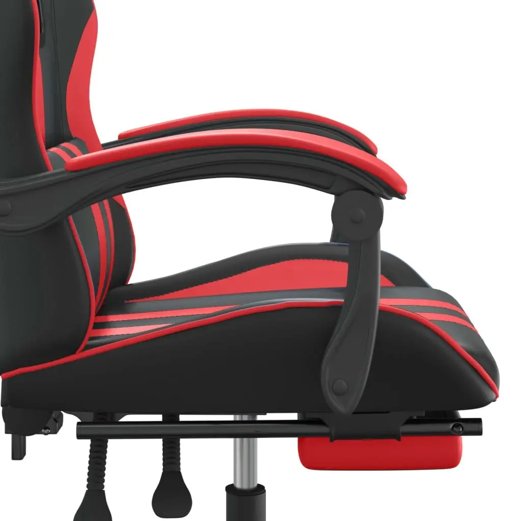 Swivel Gaming Chair with Footrest Black&Red Faux Leather 349532