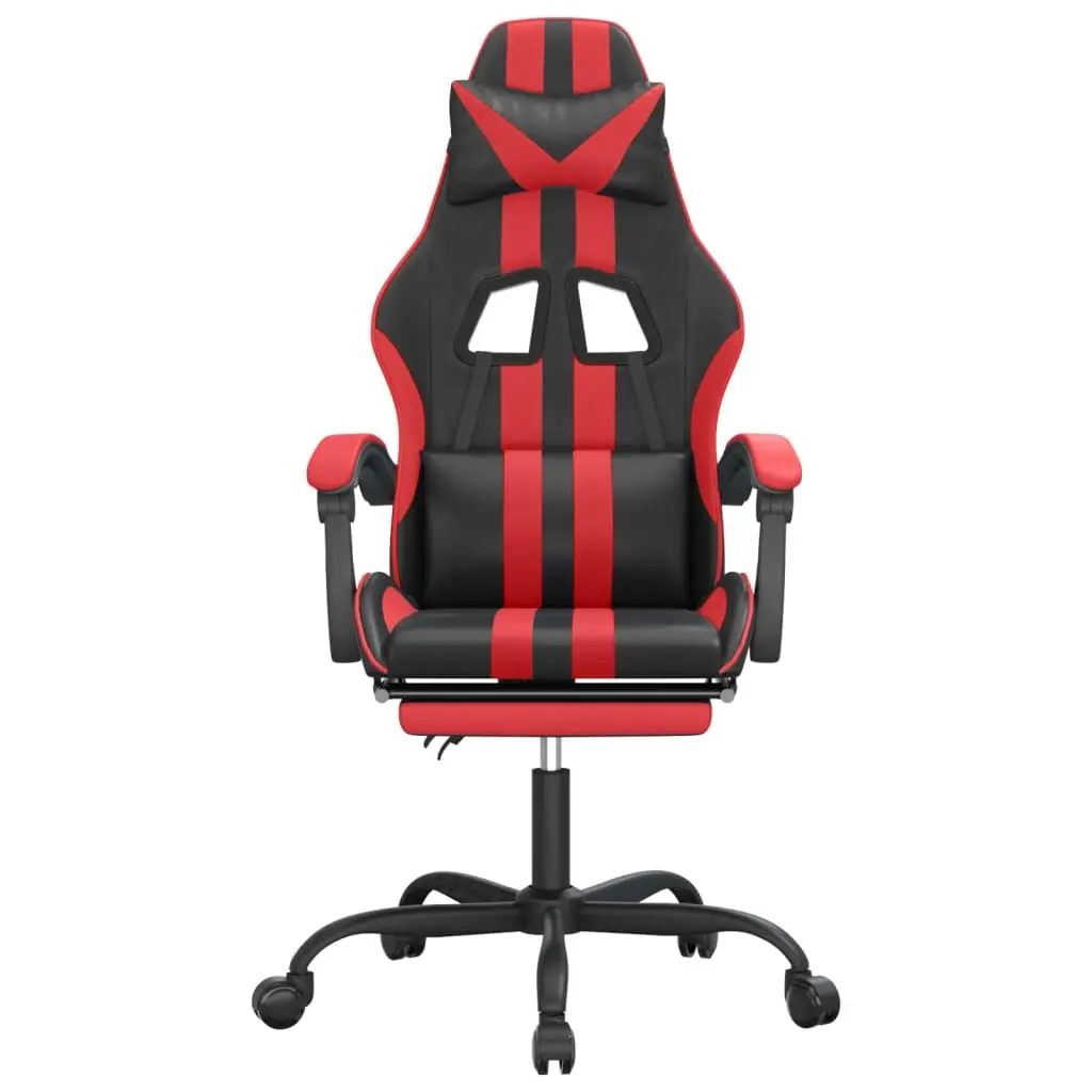 Swivel Gaming Chair with Footrest Black&Red Faux Leather 349532