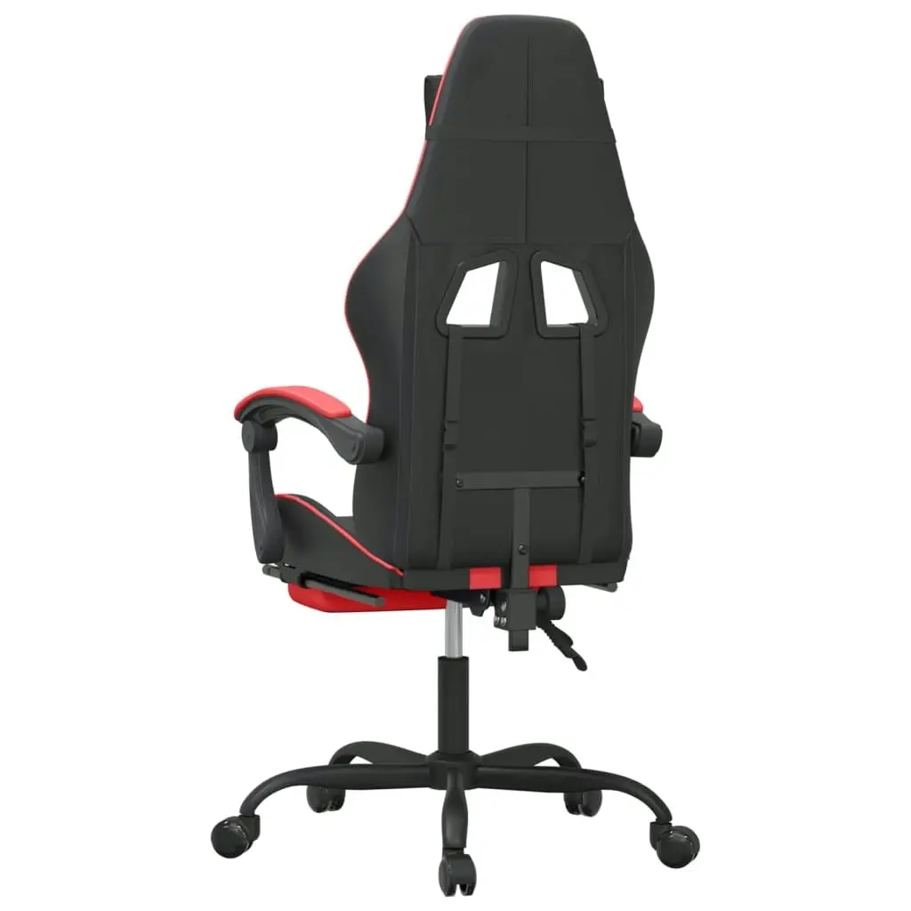 Swivel Gaming Chair with Footrest Black&Red Faux Leather 349532