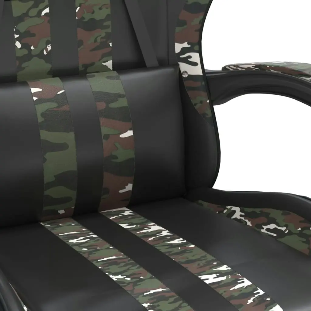 Swivel Gaming Chair with Footrest Black&Camouflage Faux Leather 349542