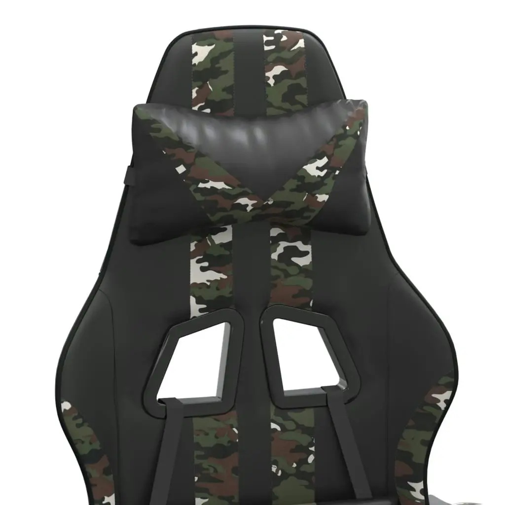 Swivel Gaming Chair with Footrest Black&Camouflage Faux Leather 349542