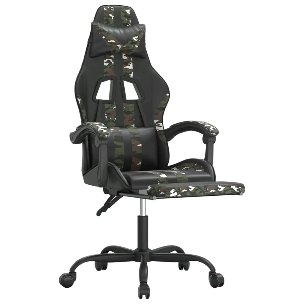 Swivel Gaming Chair with Footrest Black&Camouflage Faux Leather 349542