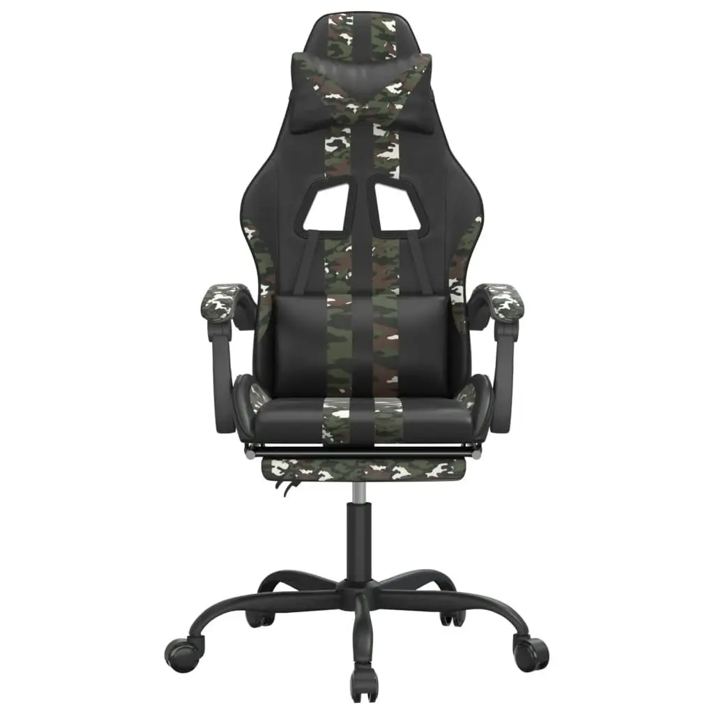 Swivel Gaming Chair with Footrest Black&Camouflage Faux Leather 349542