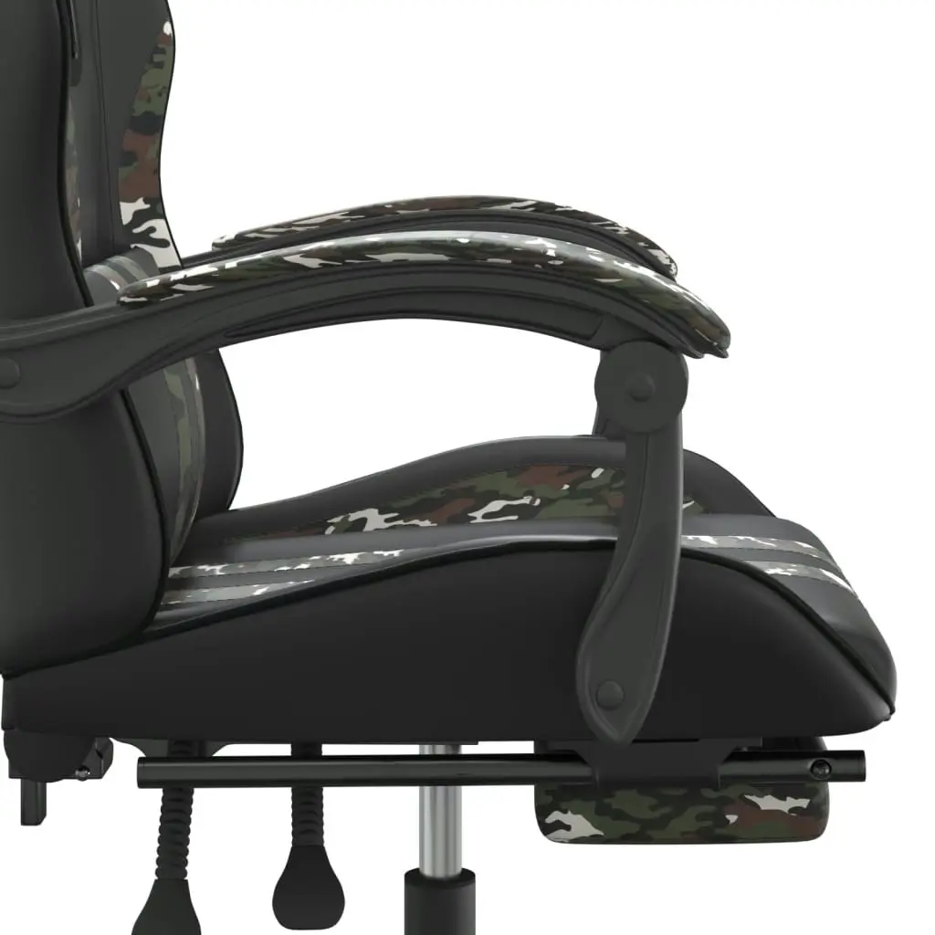 Swivel Gaming Chair with Footrest Black&Camouflage Faux Leather 349542