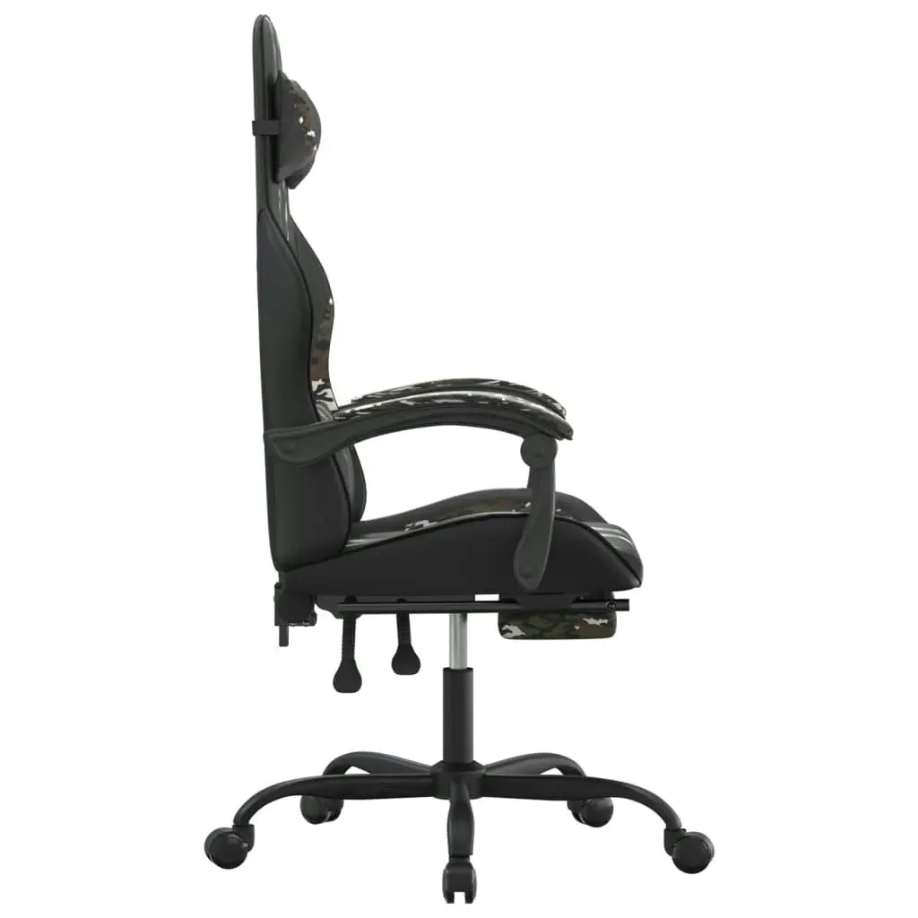 Swivel Gaming Chair with Footrest Black&Camouflage Faux Leather 349542