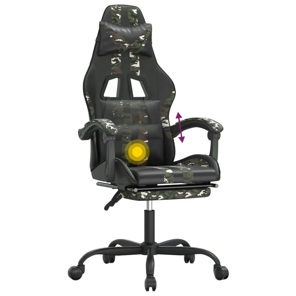 Swivel Gaming Chair with Footrest Black&Camouflage Faux Leather 349542