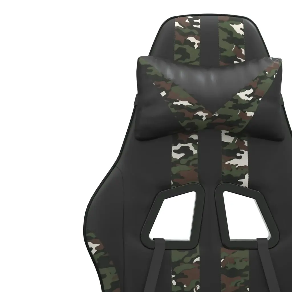 Swivel Gaming Chair with Footrest Black&Camouflage Faux Leather 349542