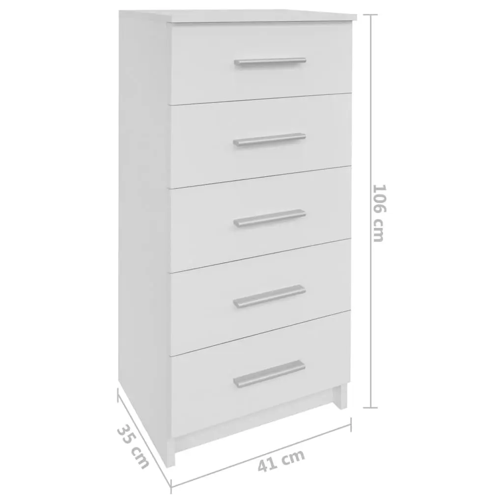 Tall Chest of Drawers Engineered Wood 41x35x106 cm White 244890