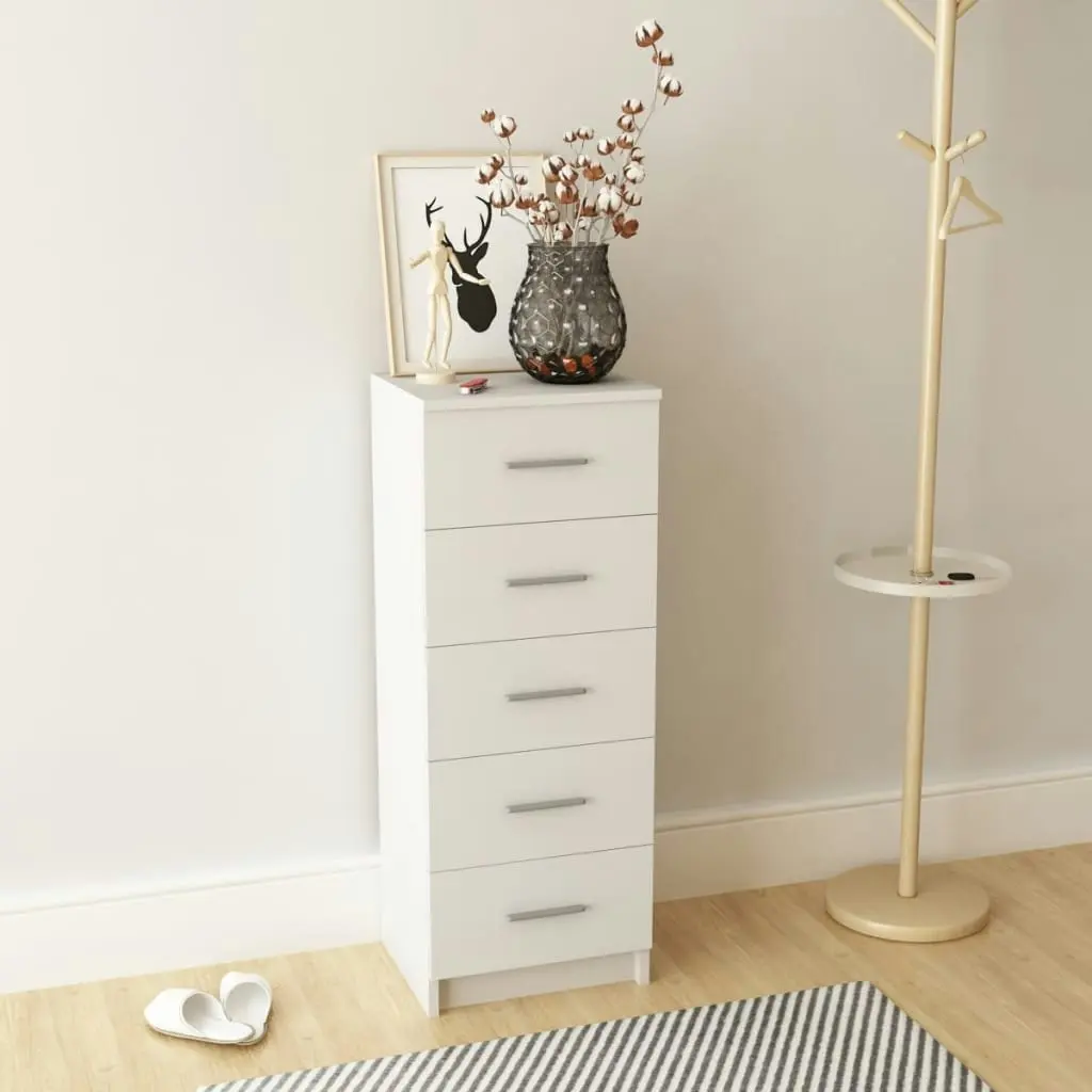 Tall Chest of Drawers Engineered Wood 41x35x106 cm White 244890