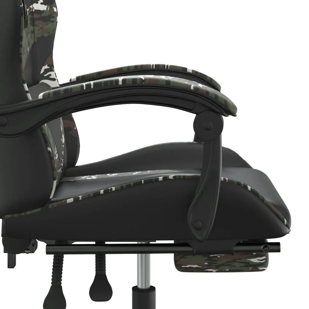 Swivel Gaming Chair with Footrest Black&Camouflage Faux Leather 349566