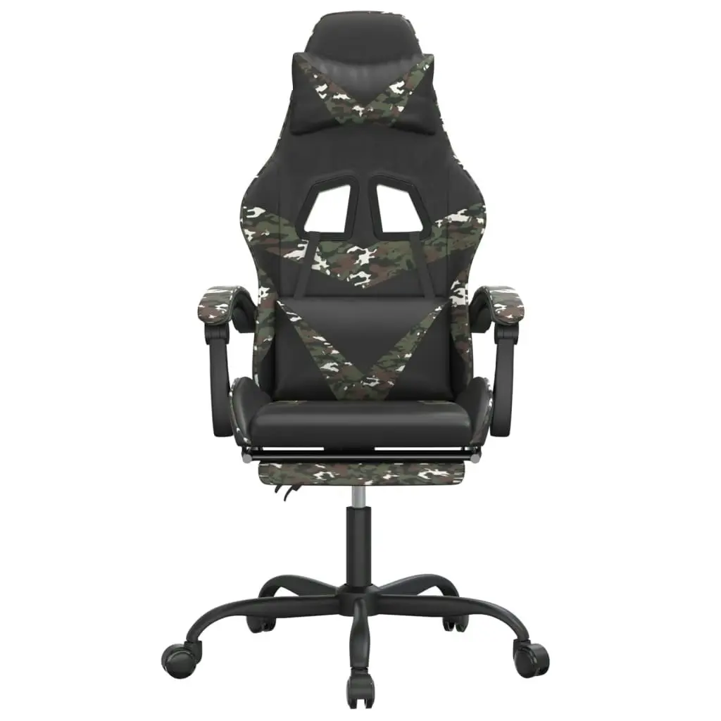 Swivel Gaming Chair with Footrest Black&Camouflage Faux Leather 349566