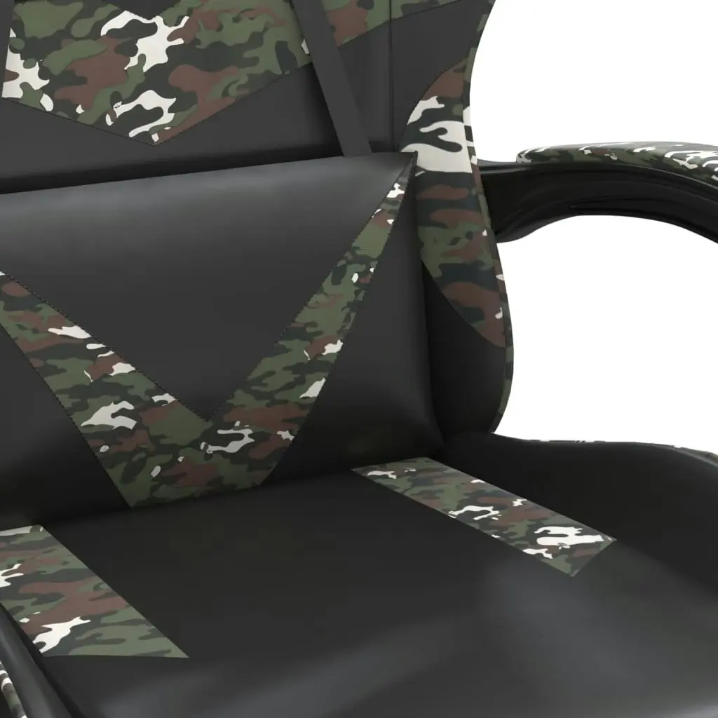 Swivel Gaming Chair with Footrest Black&Camouflage Faux Leather 349566