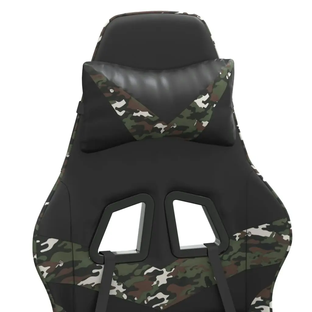 Swivel Gaming Chair with Footrest Black&Camouflage Faux Leather 349566