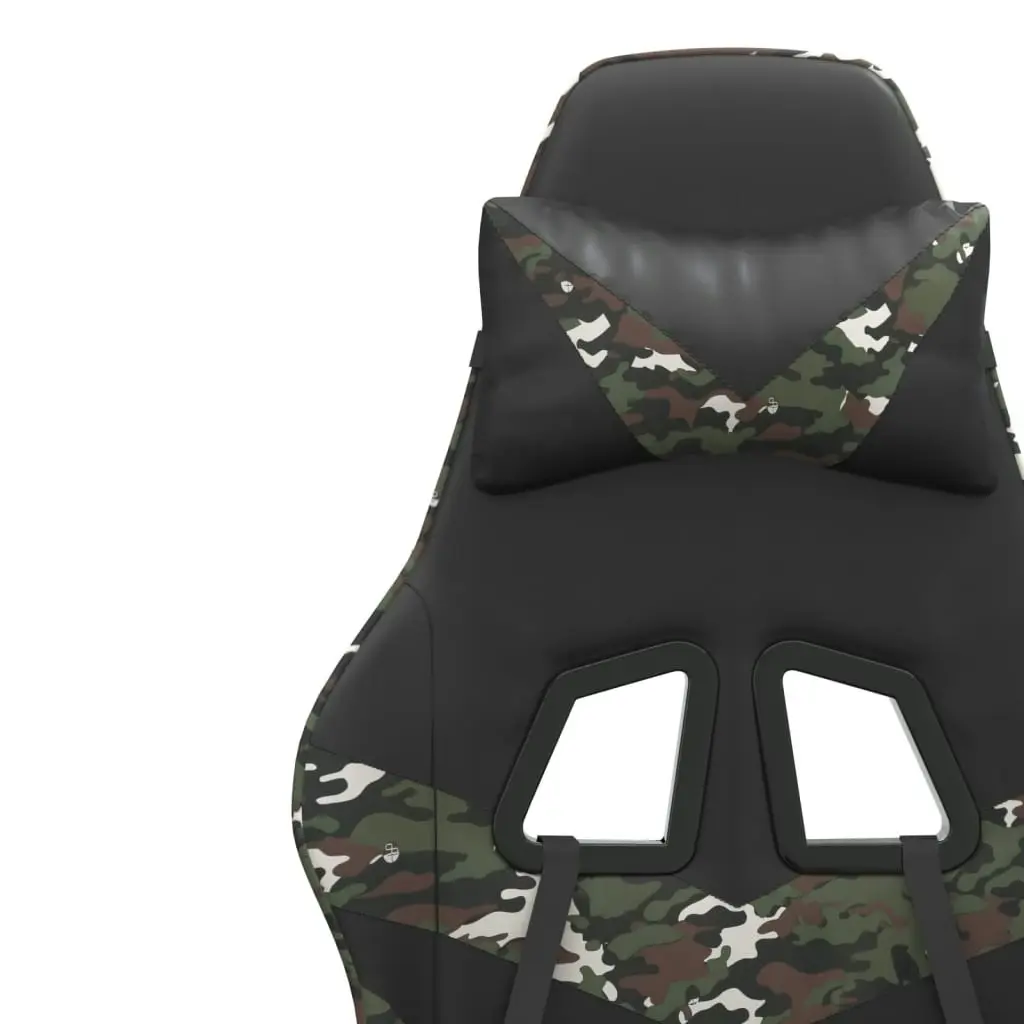 Swivel Gaming Chair with Footrest Black&Camouflage Faux Leather 349566